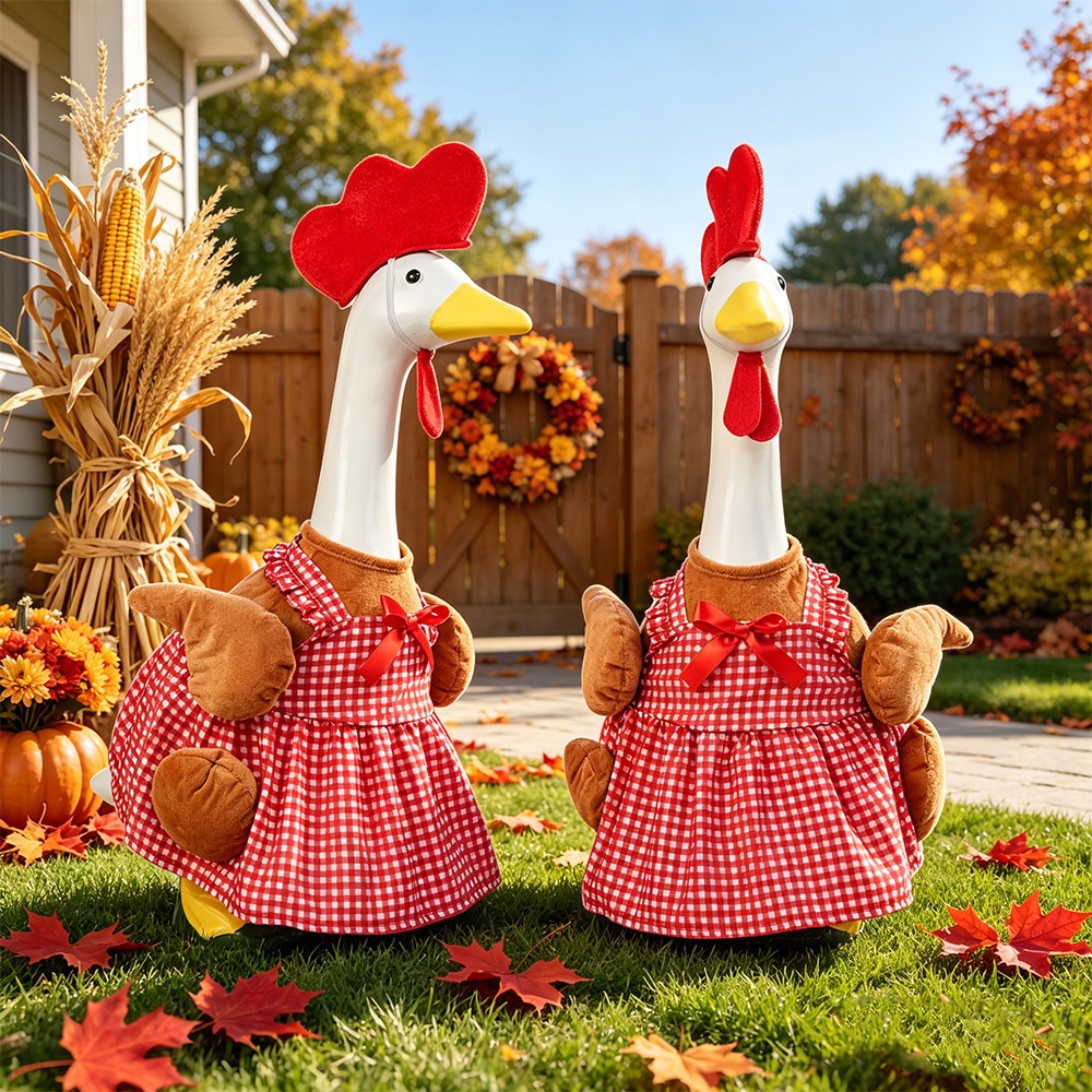 European Style Thanksgiving Turkey Skirt Costume, One-Size All-Season Transform Outfit for 23 Inch Large White Porch Goose