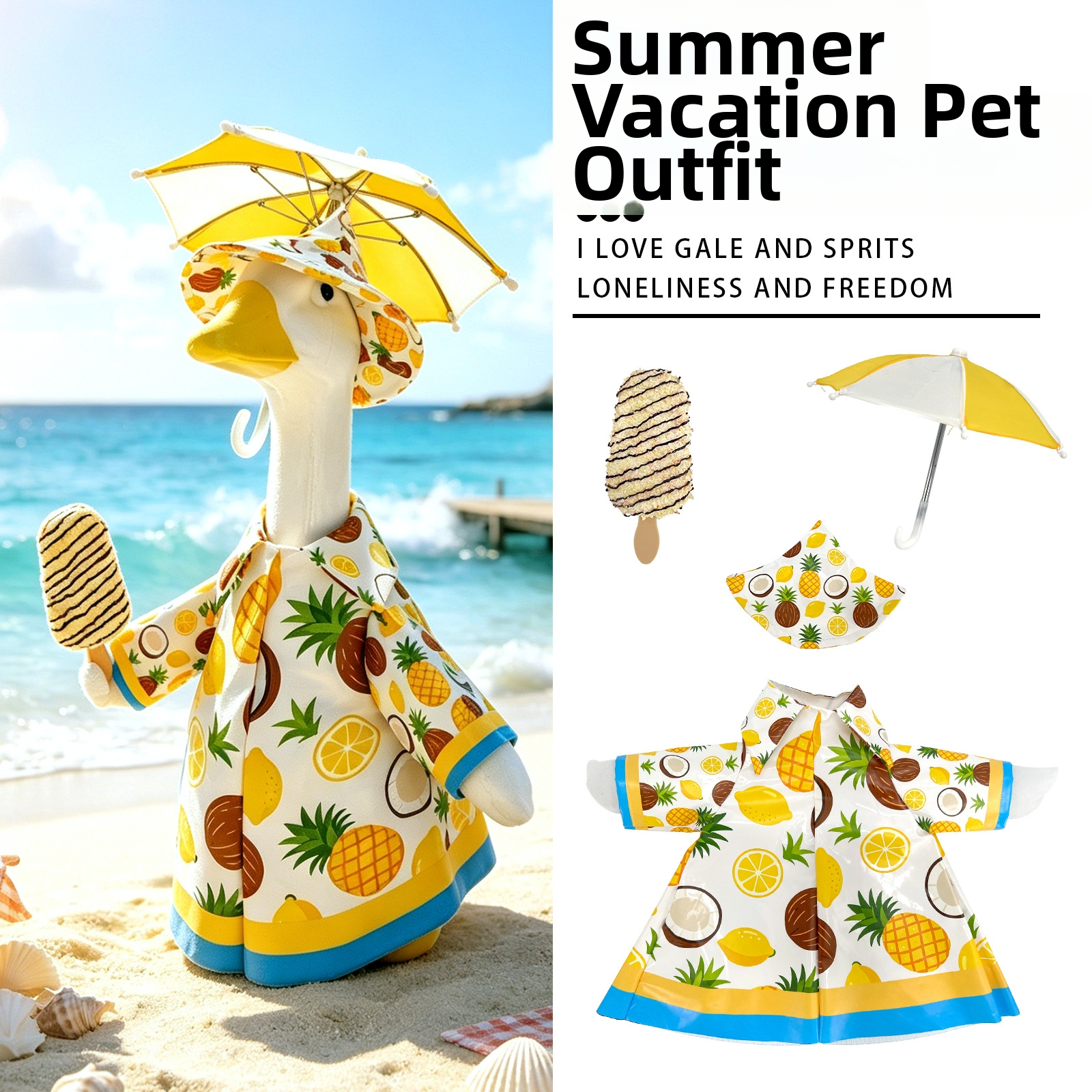 2026 New Casual Summer Vacation Raincoat Costume for 23 Inch Porch Goose Statue, All-Season Yard Decor Outfit