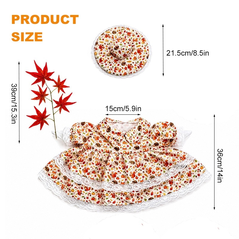 2026 New Autumn Floral Skirt Porch Goose Costume Set, Polyester Hat & Skirt Outfit with Fixed Strips for 50cm Yard Goose Statue Decor - Image 2