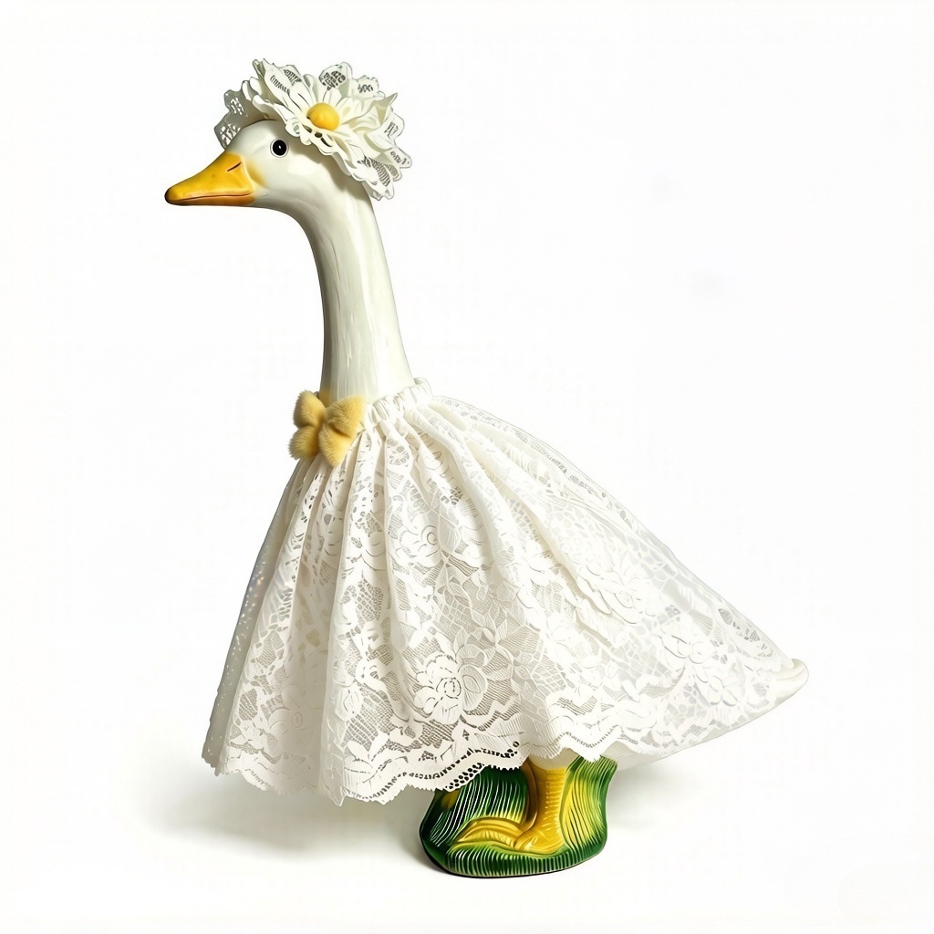 Princess Series White Wedding Gown Outfit for Porch Goose Statues, Cloth Dress Fits 7 Inch & 23 Inch Yard Goose Figurines - Image 2