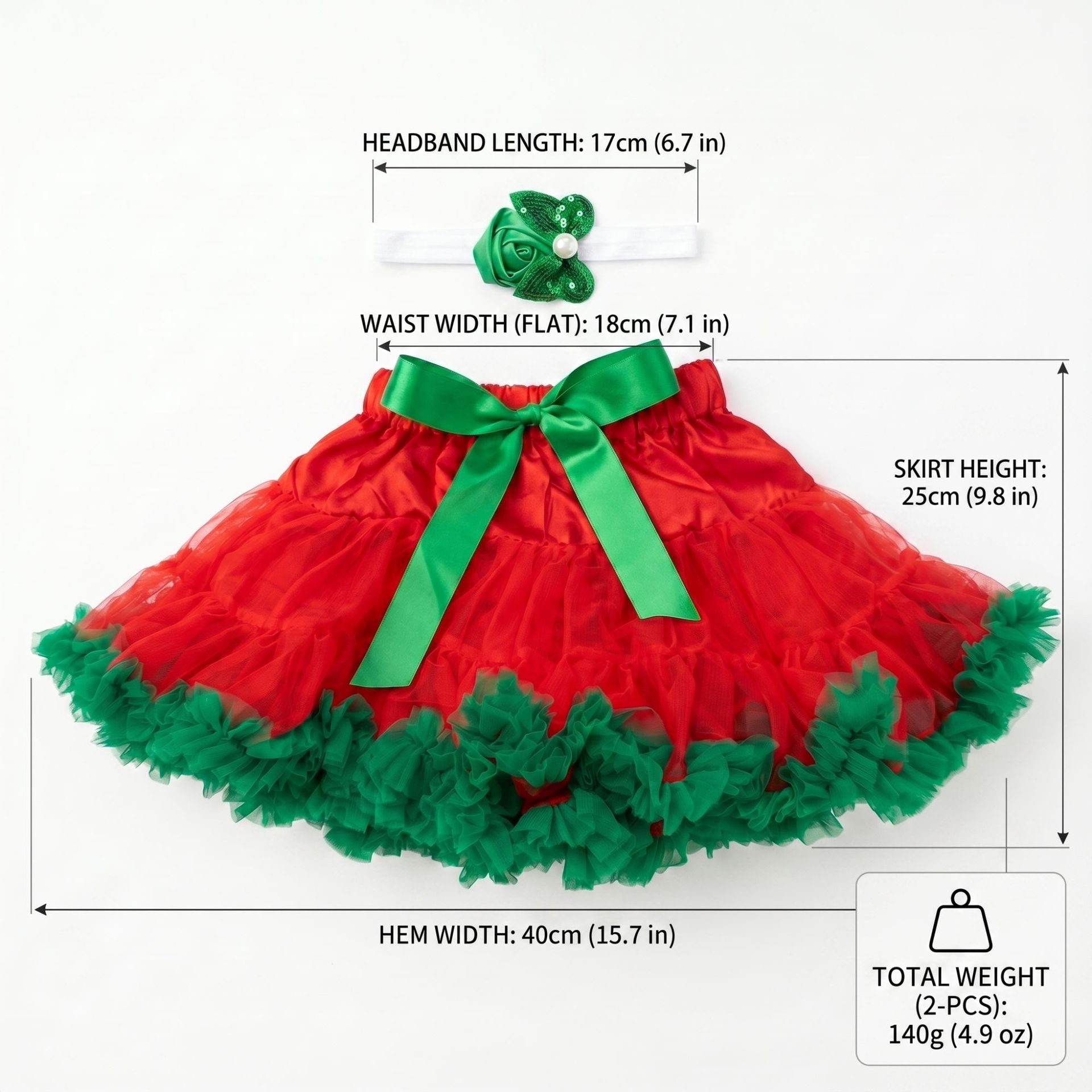 23 Inch Porch Goose Tulle Skirt Outfit, Red Tutu Dress Set with Headpiece for Yard Lawn Goose Statue Garden Decor - Image 2