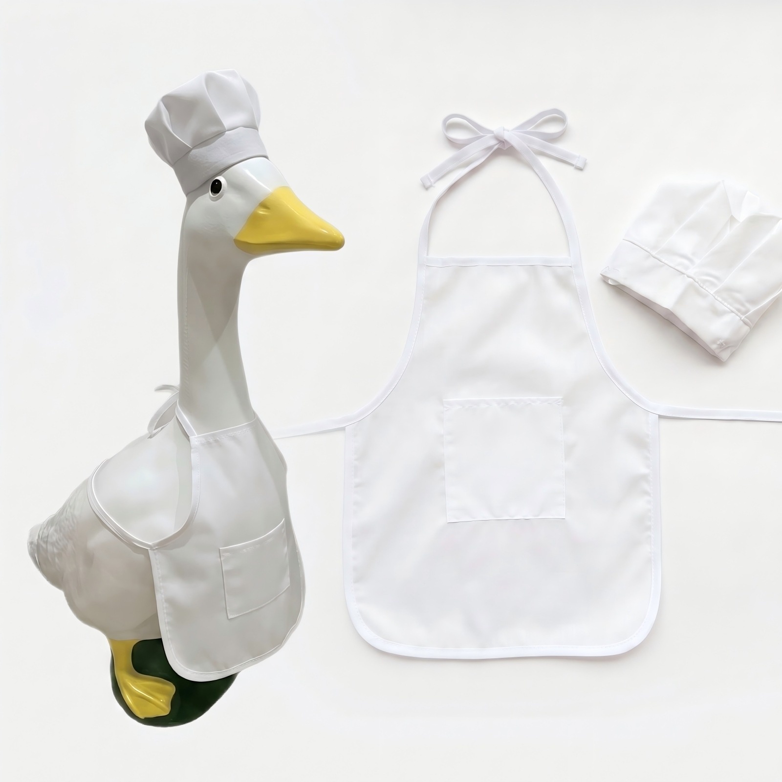 Chef Costume Set for 23 Inch Porch Goose Statues, Hat & Apron Garden Lawn Goose Decor Outfit - Image 2