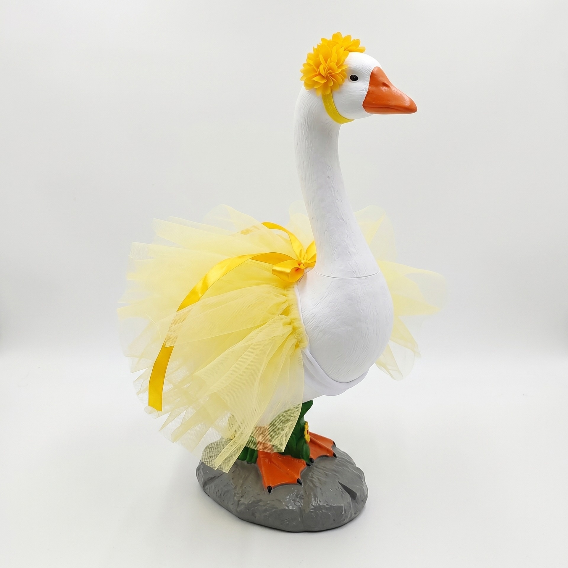23 Inch Porch Goose Tulle Tutu Skirt Set, Headband & Gauze Dress Outfit for Garden Lawn Goose Statue Decor - Image 2