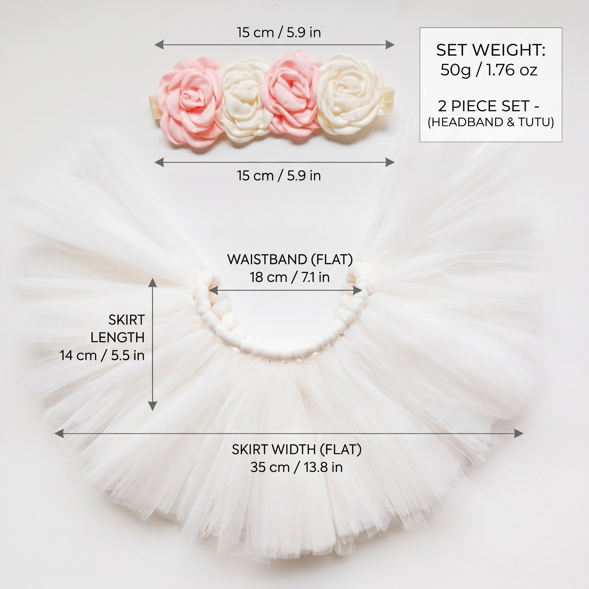 23 Inch Porch Goose Tulle Tutu Skirt Set, Headpiece & Fluffy Gauze Dress for Garden Lawn Yard Goose Statue Decor - Image 2