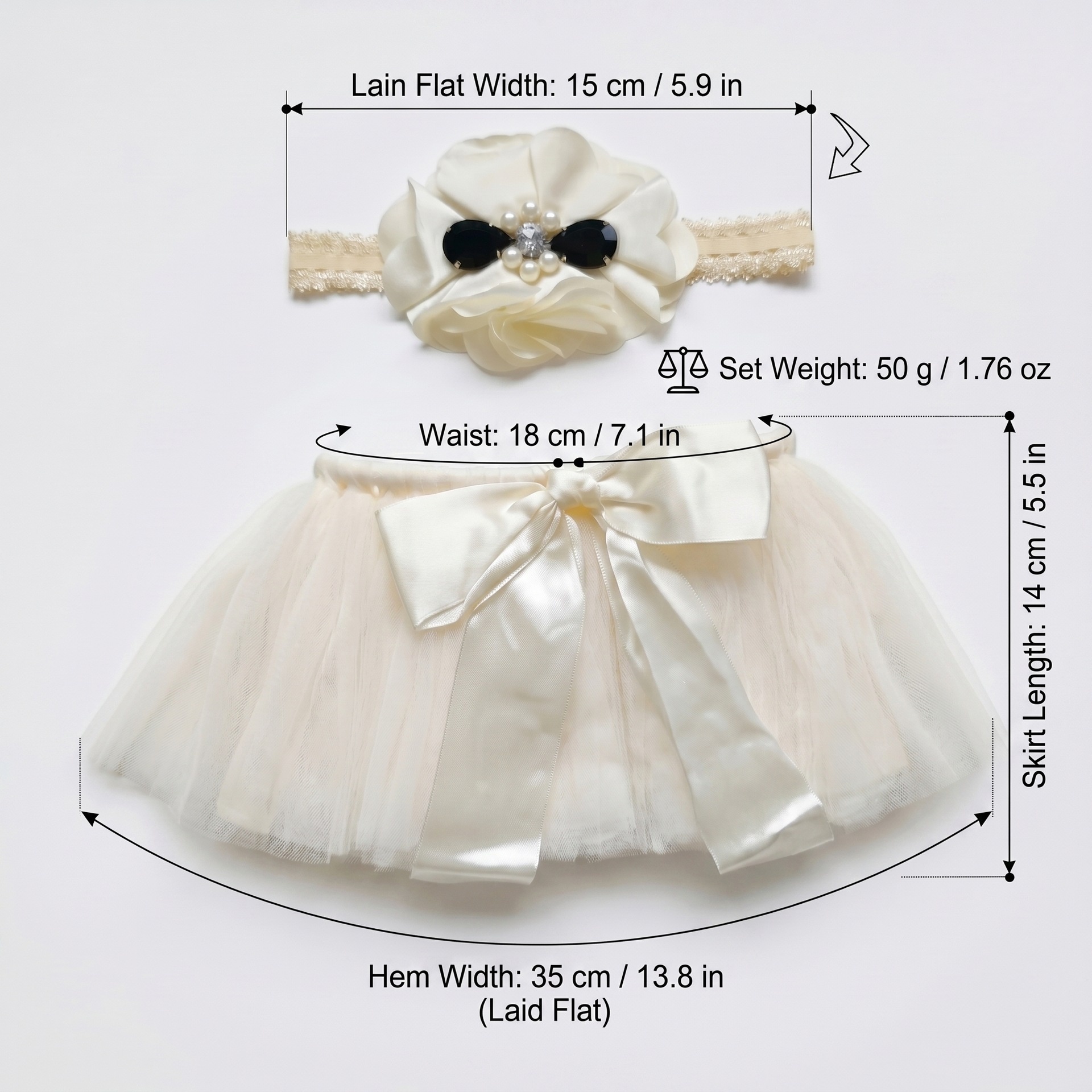 23 Inch Porch Goose Tulle Tutu Skirt Set, Decorative Headpiece & Fluffy Gauze Dress for Lawn Garden Goose Statue Yard Decor - Image 2
