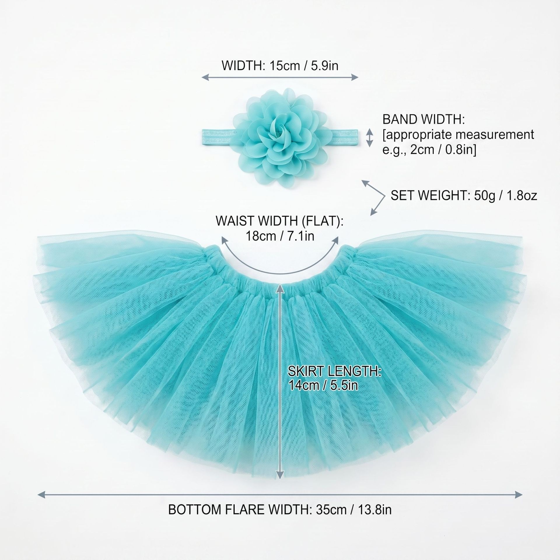 23 Inch Porch Goose Tulle Tutu Skirt Set, Decorative Headpiece & Fluffy Gauze Outfit for Garden Lawn Yard Goose Statue Decor - Image 2