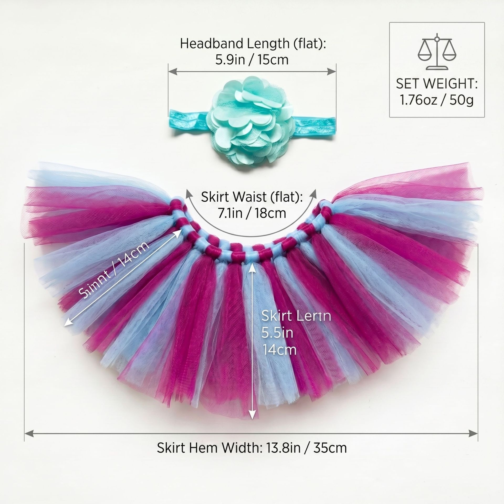 23 Inch Porch Goose Tulle Tutu Skirt Set, Decorative Headpiece & Fluffy Gauze Outfit for Garden Lawn Yard Goose Statue Decor - Image 2