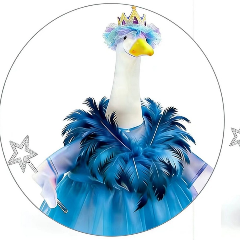 Casual Royal Blue Feather Tulle Tutu Skirt for 23 Inch Porch Goose Statue, All-Season Princess Outfit for Birthday & Baby Shower - Image 4