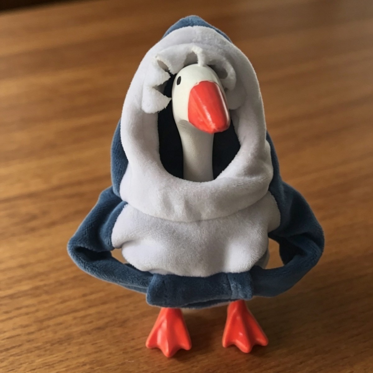 7 Inch Tabletop Goose Plush Shark Hoodie Outfit, Cute Mini Figurine Clothes for Office Desk Decor Statue - Image 5