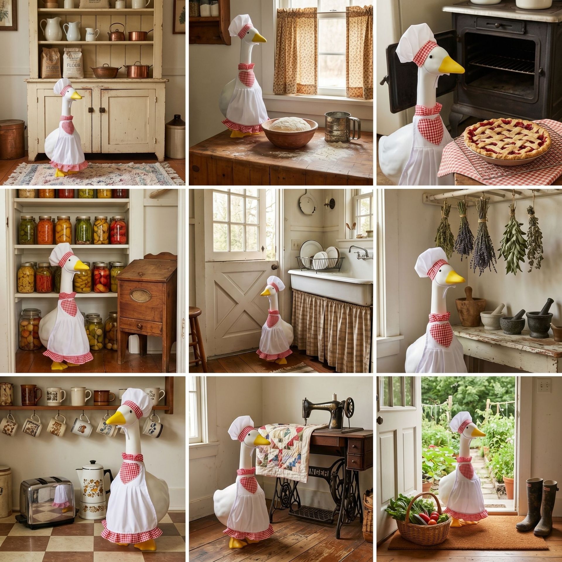 Chef Outfit Set for 23 Inch Porch Goose Statue, Hat and Apron Decor Costume for Garden Lawn Goose Yard Ornament - Image 5