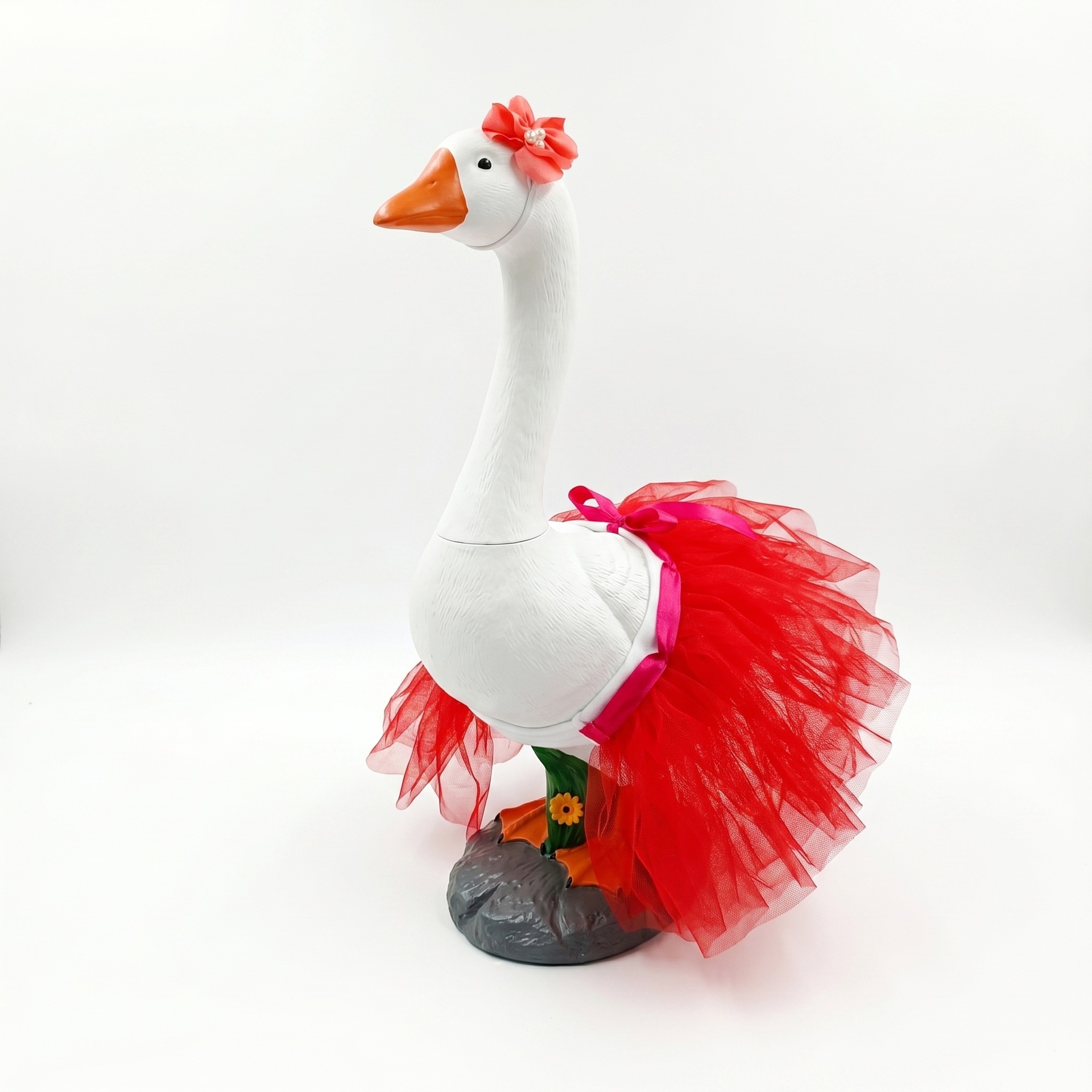 23 Inch Porch Goose Tulle Tutu Skirt Set, Headband & Gauze Dress Outfit for Garden Lawn Goose Statue Decor - Image 3