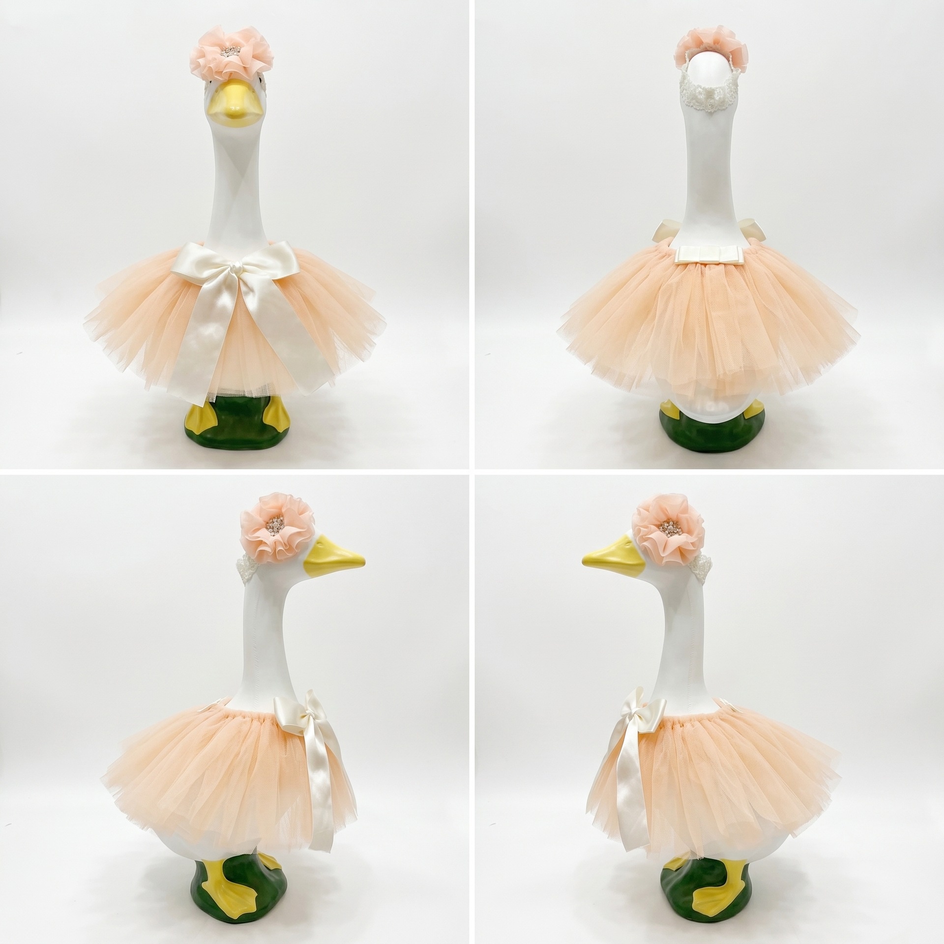 23 Inch Porch Goose Tulle Tutu Skirt Set, Headpiece & Fluffy Gauze Outfit for Garden Lawn Yard Goose Statue Decor - Image 5