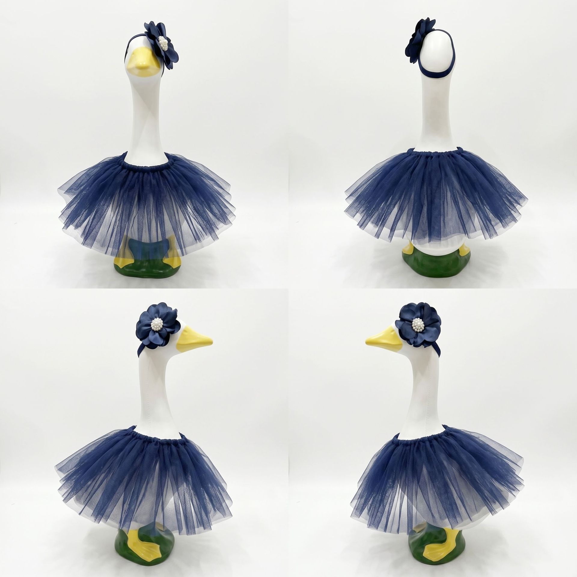 23 Inch Porch Goose Tulle Tutu Skirt Set, Matching Headpiece & Fluffy Gauze Outfit for Garden Lawn Yard Goose Statue Decor - Image 5