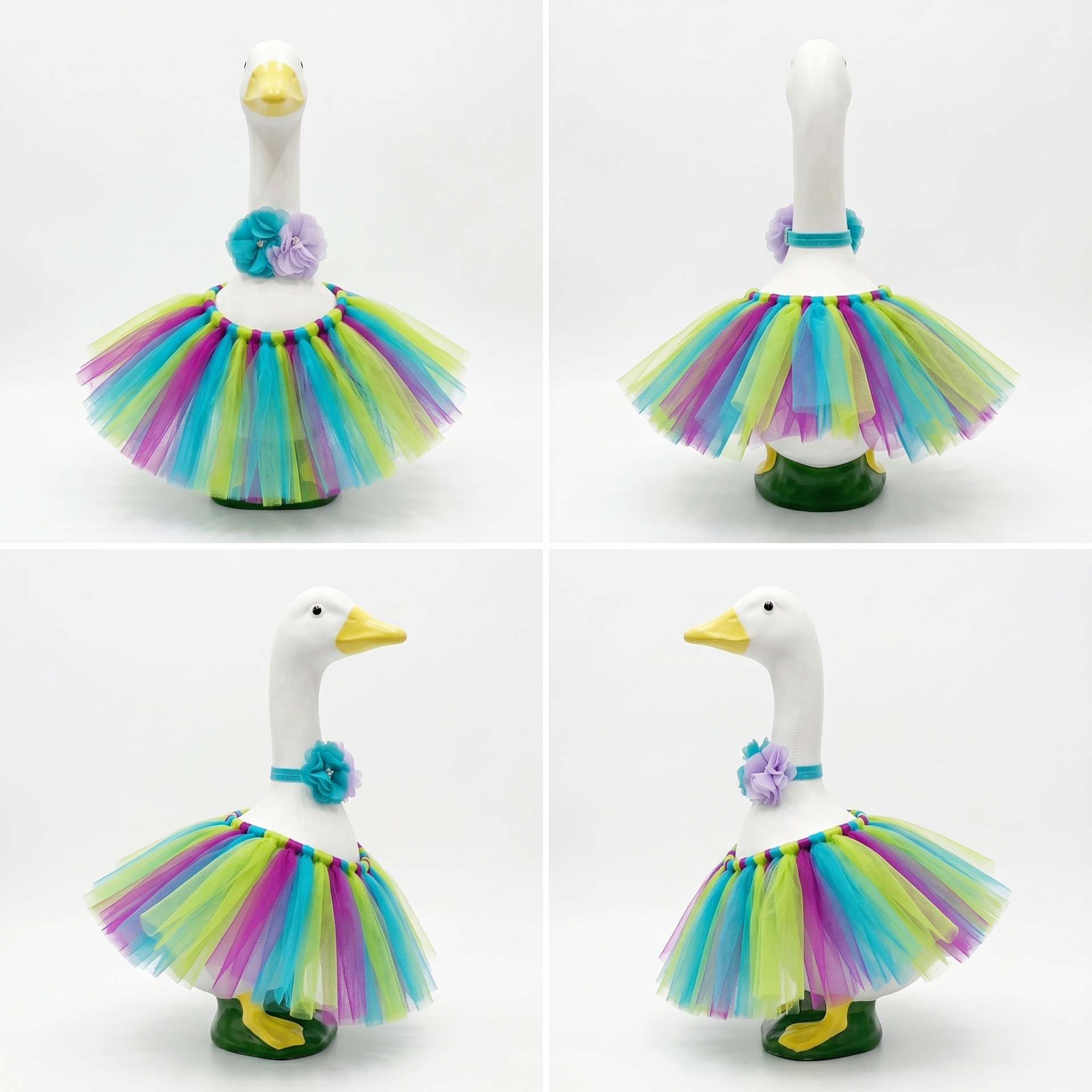 23 Inch Porch Goose Tulle Tutu Skirt Set, Decorative Headpiece & Fluffy Gauze Outfit for Garden Lawn Yard Goose Statue Decor - Image 5