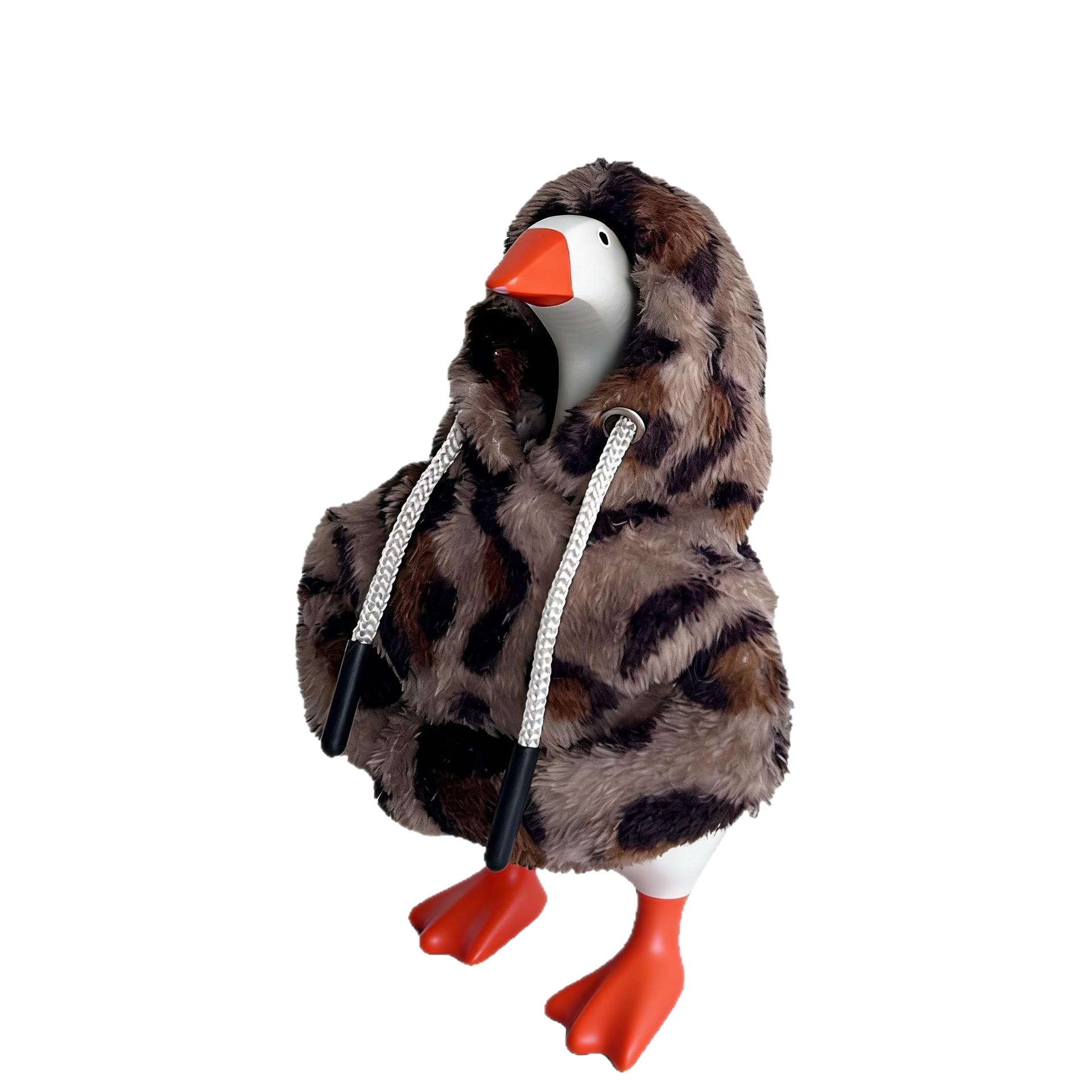 7 Inch Tabletop Goose Plush Hoodie Outfit, Leopard & Tiger Print Fleece Sweatshirt for Mini Porch Goose Figurines - Image 3