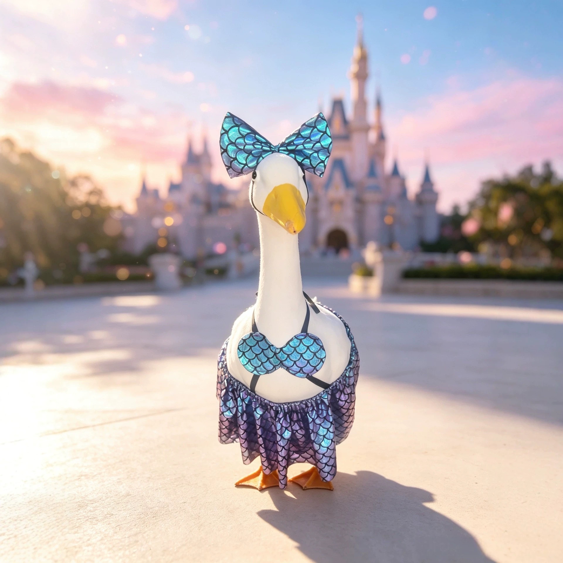 Mermaid Princess Sequined Porch Goose Outfit, Iridescent Fish Scale Beach Party Costume for Yard Goose Statues - Image 4