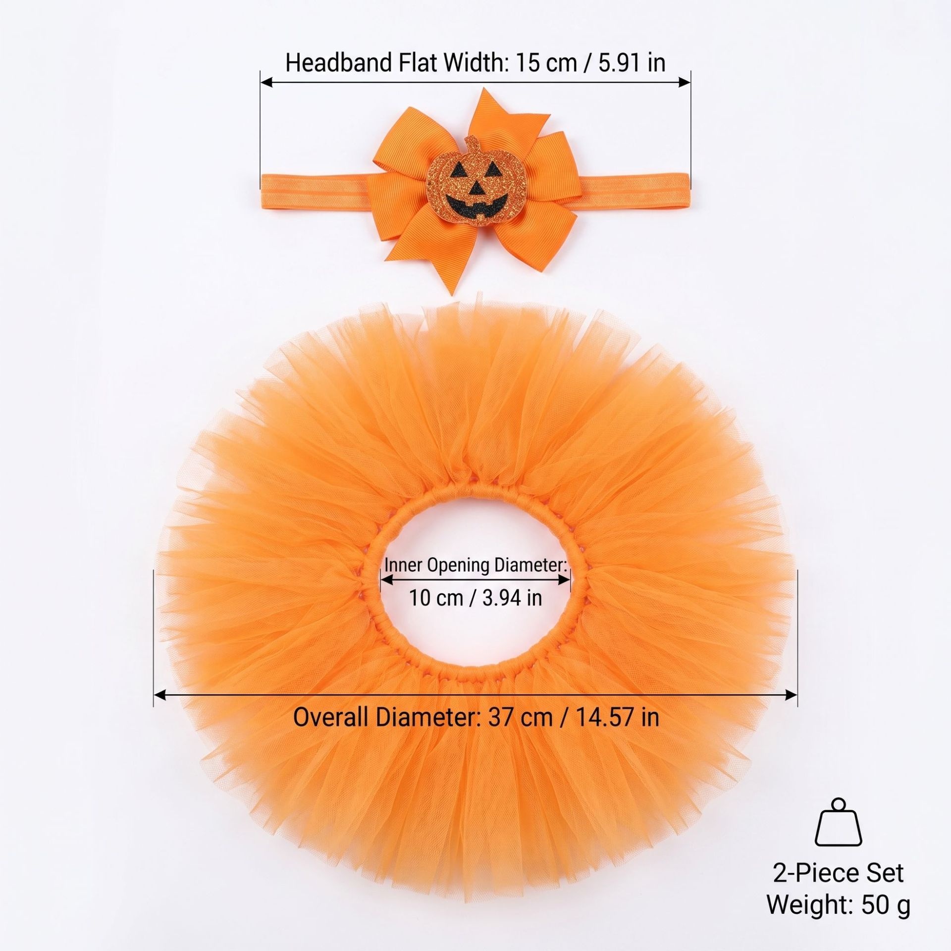 Halloween Tutu Skirt Outfit Set for 23 Inch Porch Goose Statues, Headpiece, Skirt, Decor Flag & Pumpkin Balloon Garden Lawn Goose Costume - Image 4