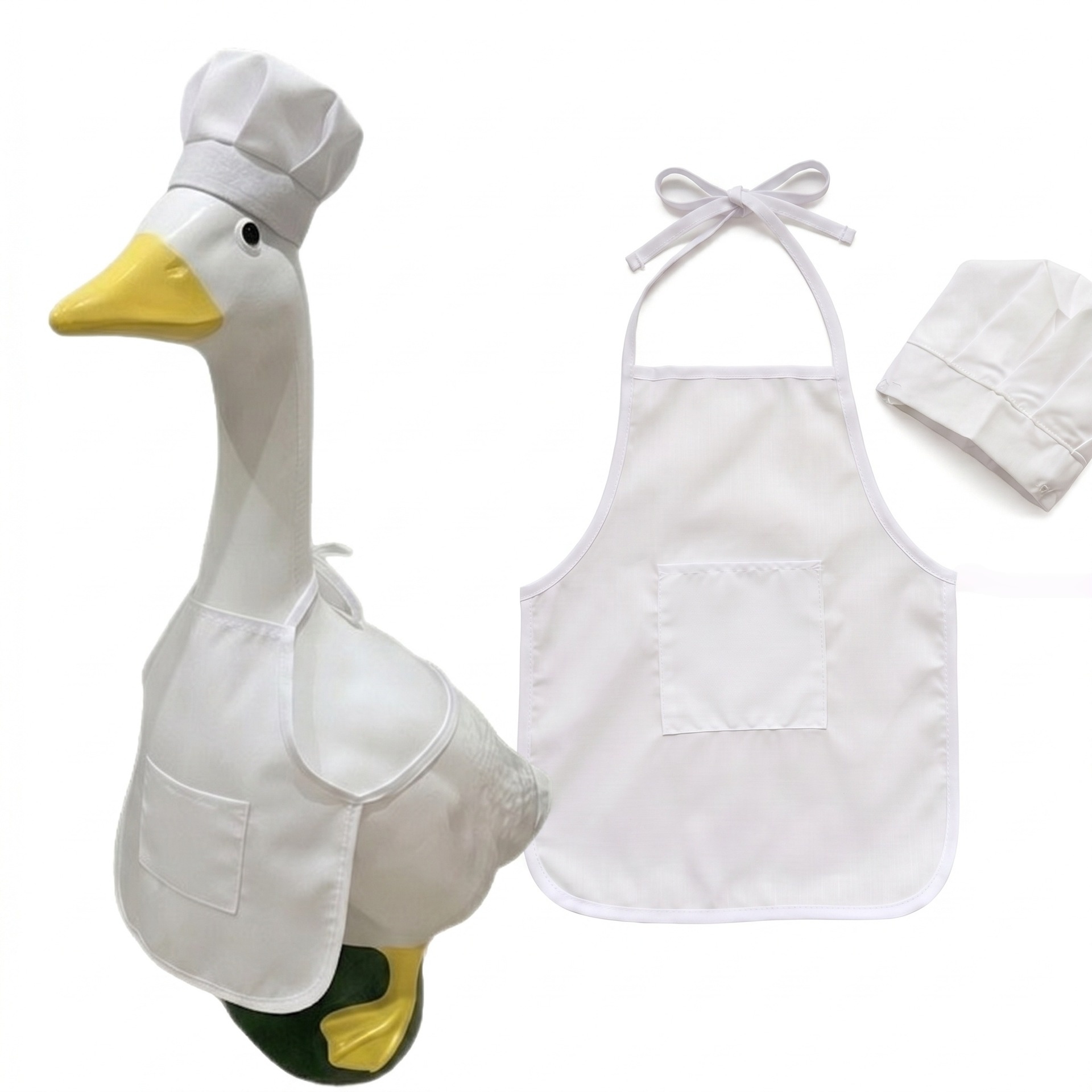 Chef Costume Set for 23 Inch Porch Goose Statues, Hat & Apron Garden Lawn Goose Decor Outfit - Image 4