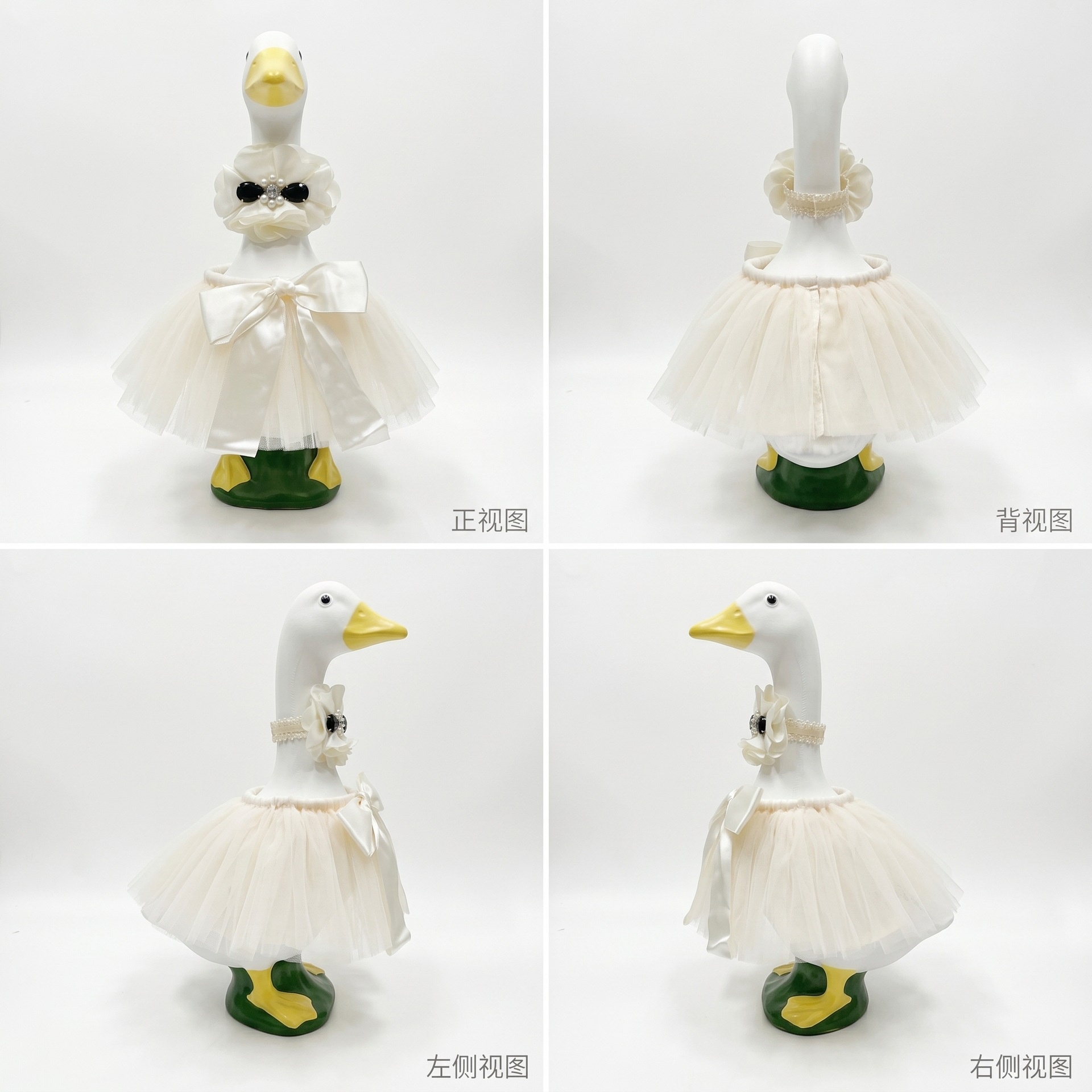 23 Inch Porch Goose Tulle Tutu Skirt Set, Decorative Headpiece & Fluffy Gauze Dress for Lawn Garden Goose Statue Yard Decor - Image 4