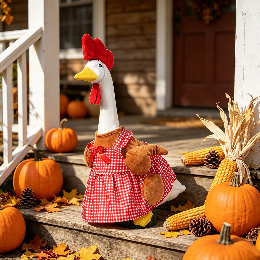 European Style Thanksgiving Turkey Skirt Costume, One-Size All-Season Transform Outfit for 23 Inch Large White Porch Goose - Image 4