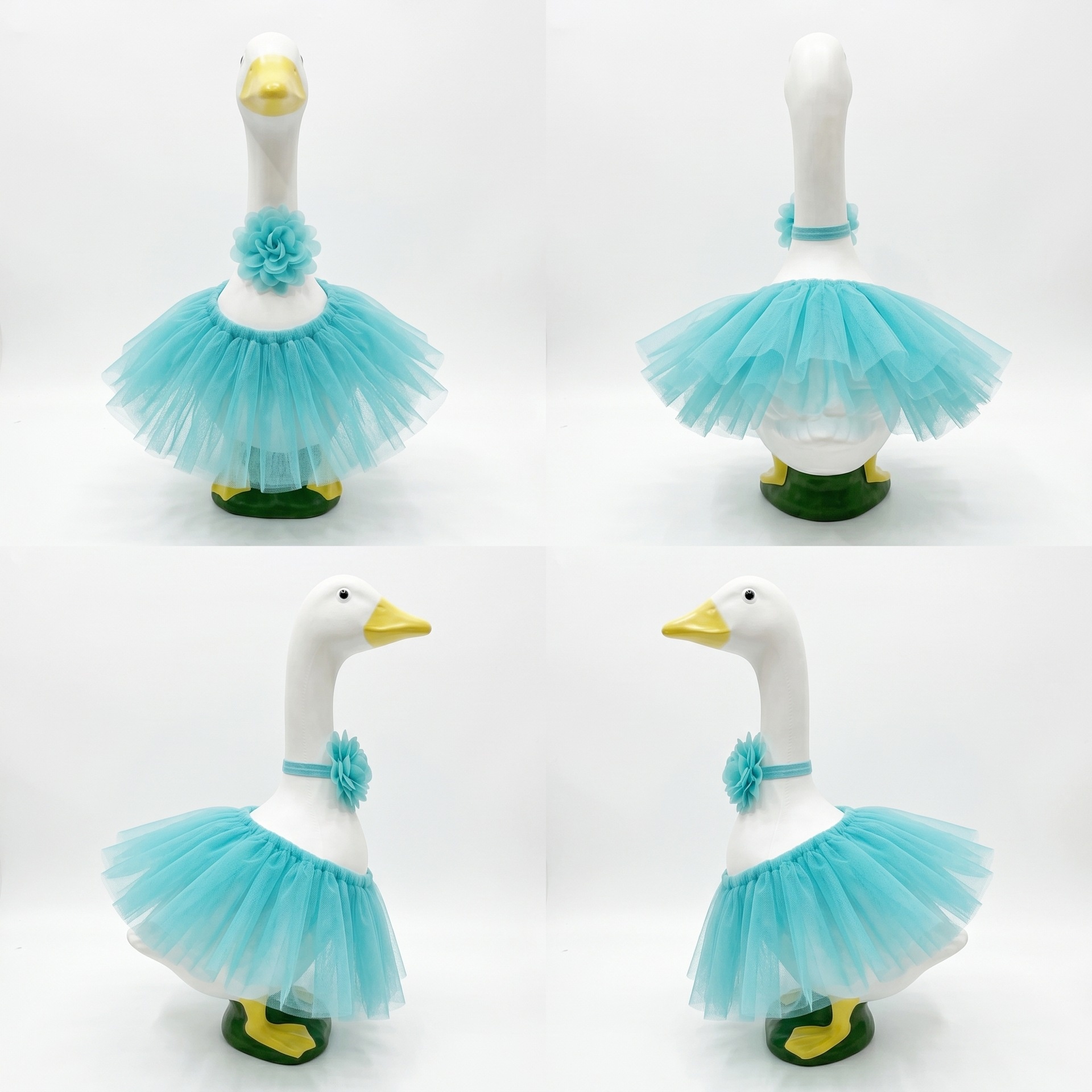 23 Inch Porch Goose Tulle Tutu Skirt Set, Decorative Headpiece & Fluffy Gauze Outfit for Garden Lawn Yard Goose Statue Decor - Image 4