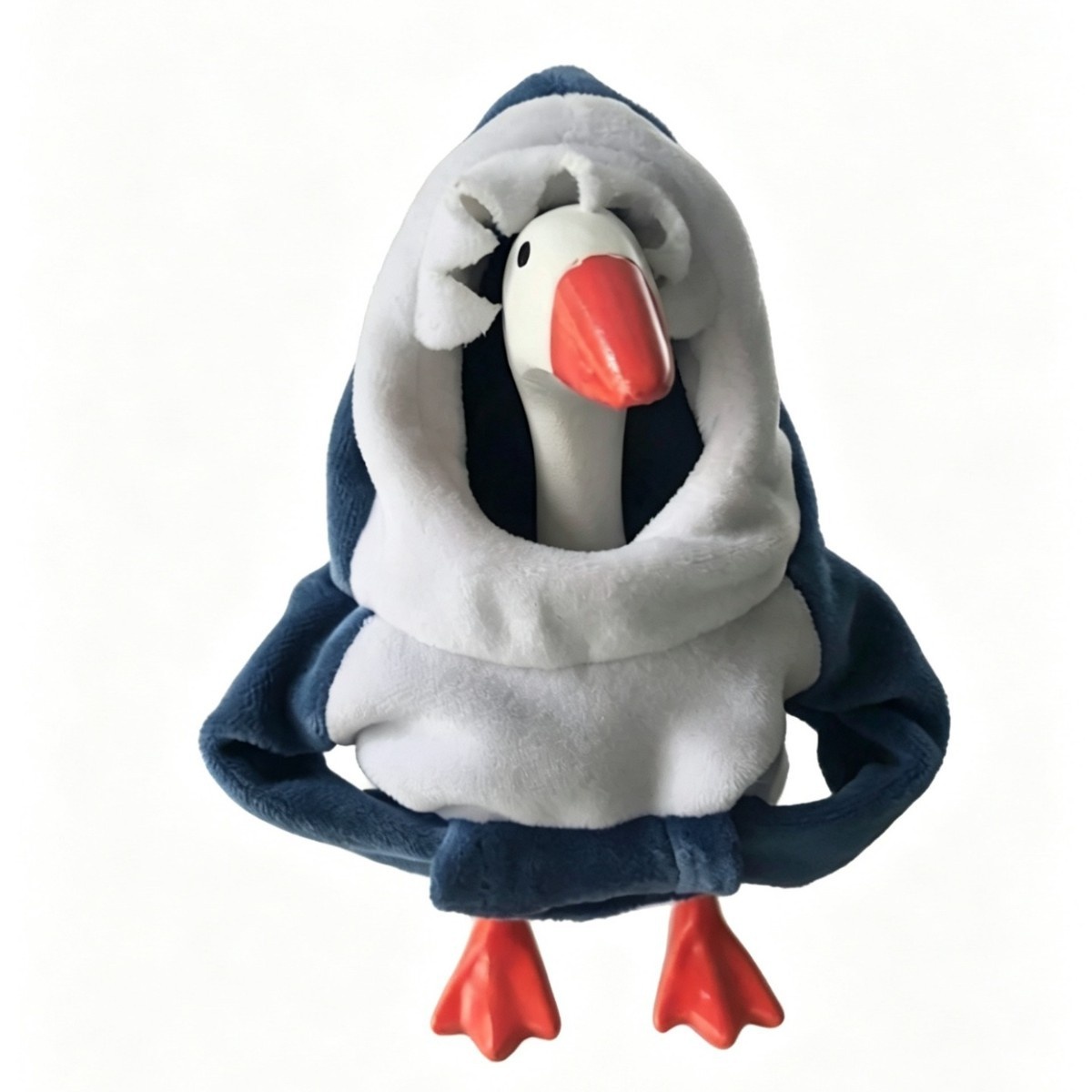 7 Inch Tabletop Goose Plush Shark Hoodie Outfit, Cute Mini Figurine Clothes for Office Desk Decor Statue - Image 3