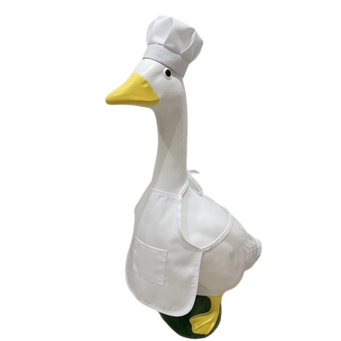 Chef Costume Set for 23 Inch Porch Goose Statues, Hat & Apron Garden Lawn Goose Decor Outfit - Image 3