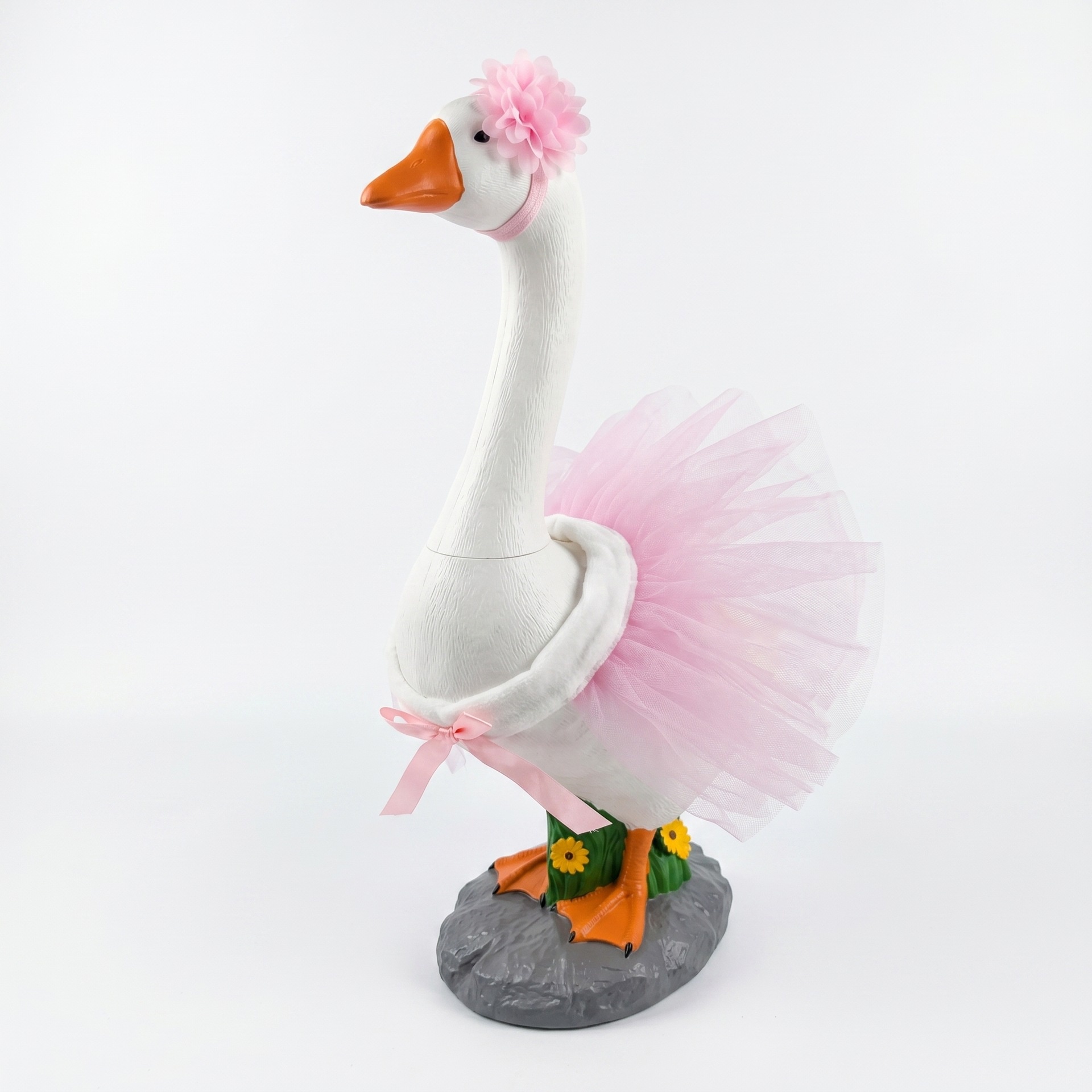 23 Inch Porch Goose Tulle Tutu Skirt Set, Headband & Gauze Dress Outfit for Garden Lawn Goose Statue Decor - Image 5