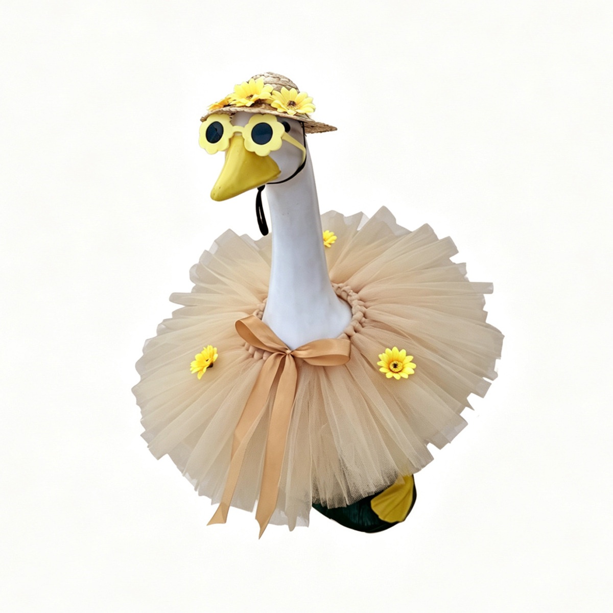 2026 New Mesh Porch Goose Skirt, Bee & Floral Style Outfit for 23 Inch Cement Yard Goose - Image 3