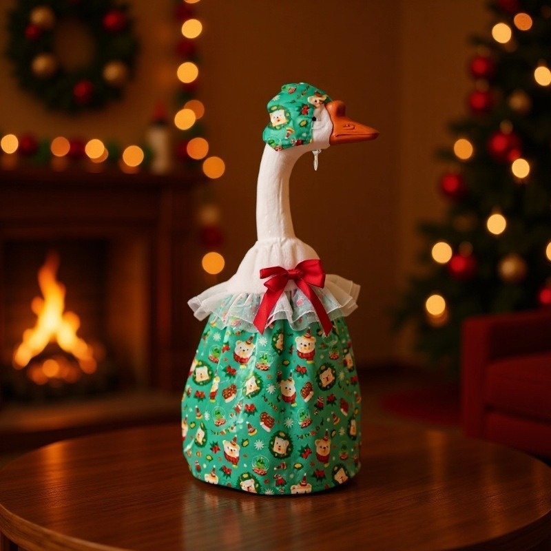 Christmas Santa Porch Goose Costume, 23 Inch Outfit for Simulated White Goose Christmas Yard Decor