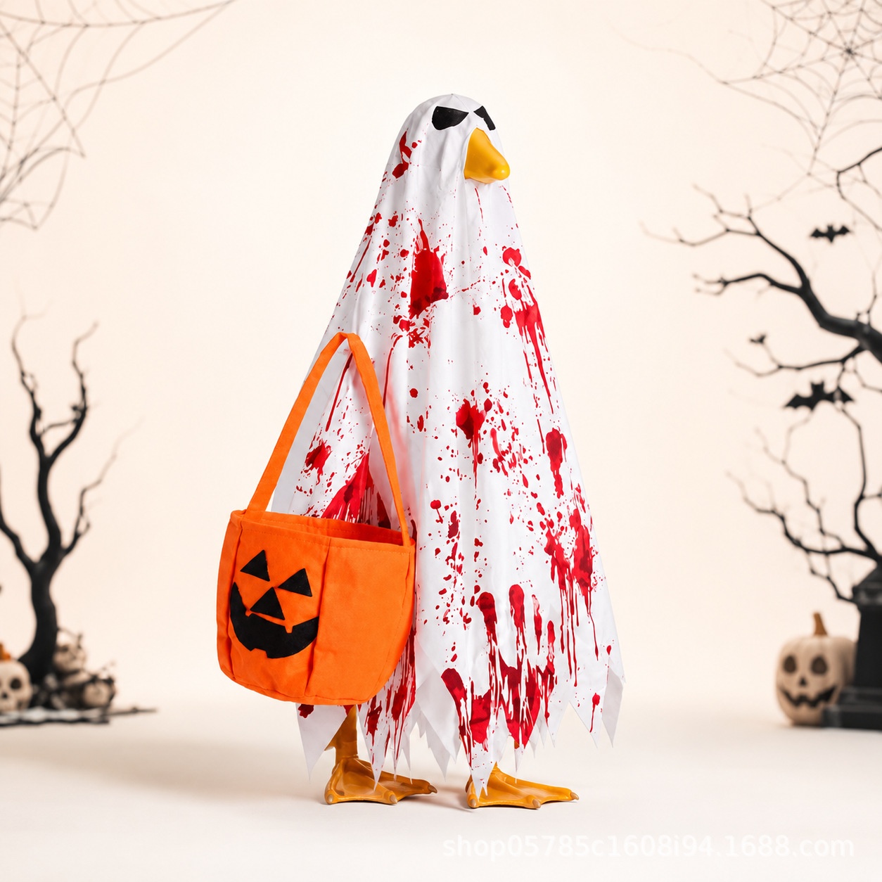 Halloween Porch Goose Costume Set, 23 Inch Goose Outfit for Ghost Pumpkin Themed Yard Party Decor