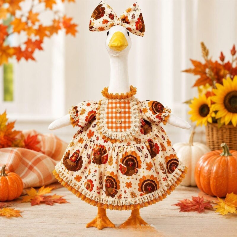 New Harvest Day Pumpkin Porch Goose Dress, 23 Inch Pastoral-Style Costume for Halloween Lawn Yard Decoration