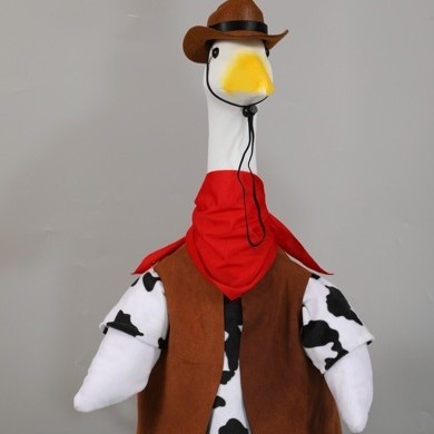 Western Cowboy Porch Goose Costume, Sunflower Style Outfit for 23-Inch Yard Goose Ornament