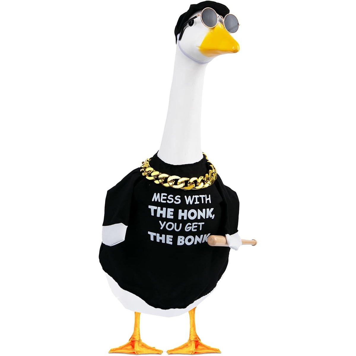Hip-Hop Hoodie & Baseball Outfit for 23-Inch Porch Goose Statue, Multi-Color Multi-Style Costume