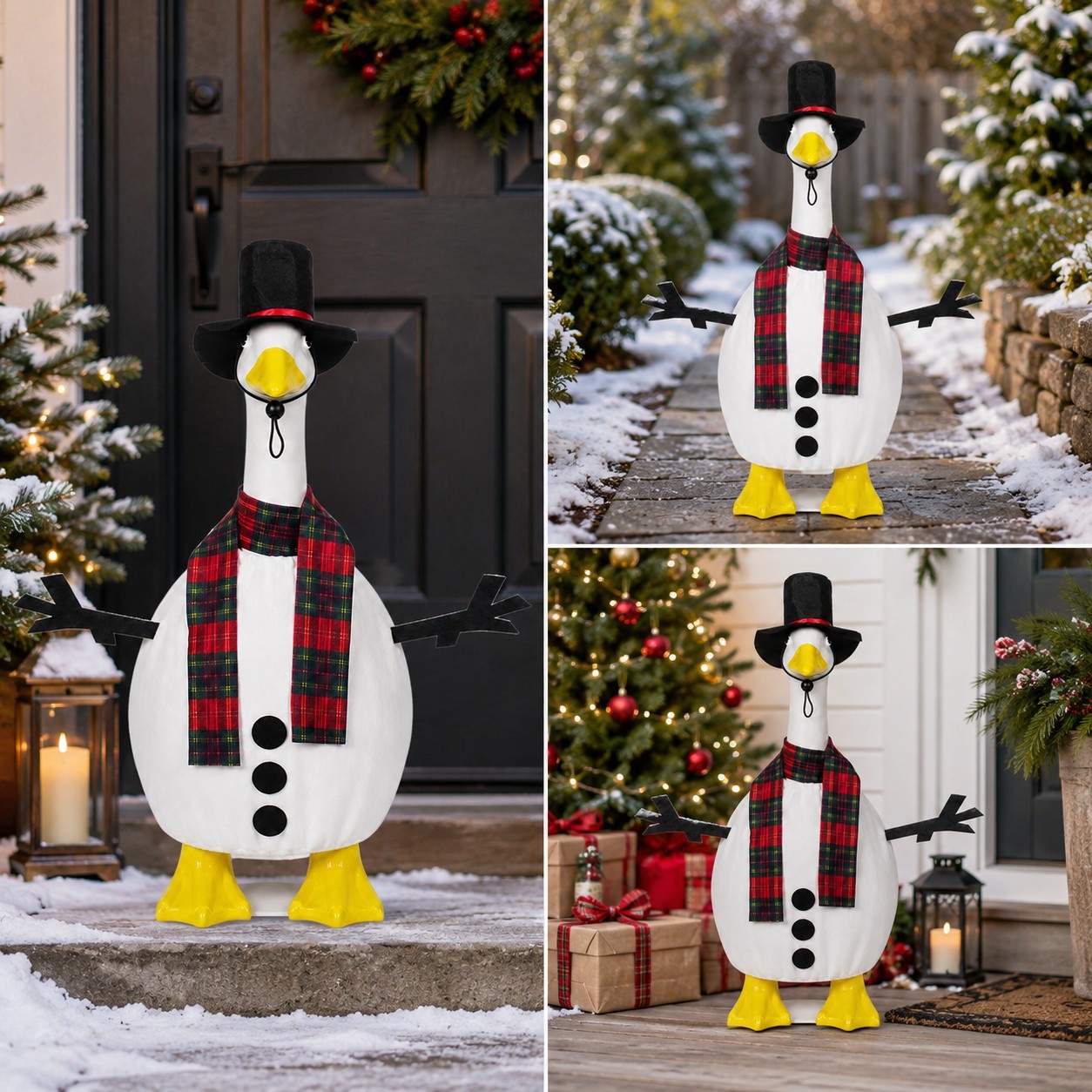 New Christmas Snowman 23 Inch Porch Goose Outfit Set, Holiday Party Decor Costume for Goose Ornament - Image 2