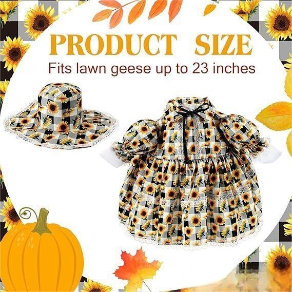 New Plaid Sunflower Porch Goose Outfit, 23 Inch Goose Costume for Garden Lawn Yard Holiday Decoration - Image 2