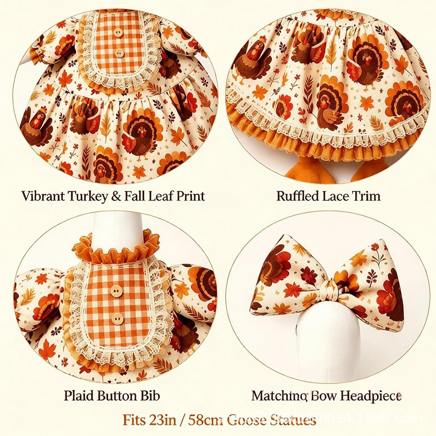 New Harvest Day Pumpkin Porch Goose Dress, 23 Inch Pastoral-Style Costume for Halloween Lawn Yard Decoration - Image 2