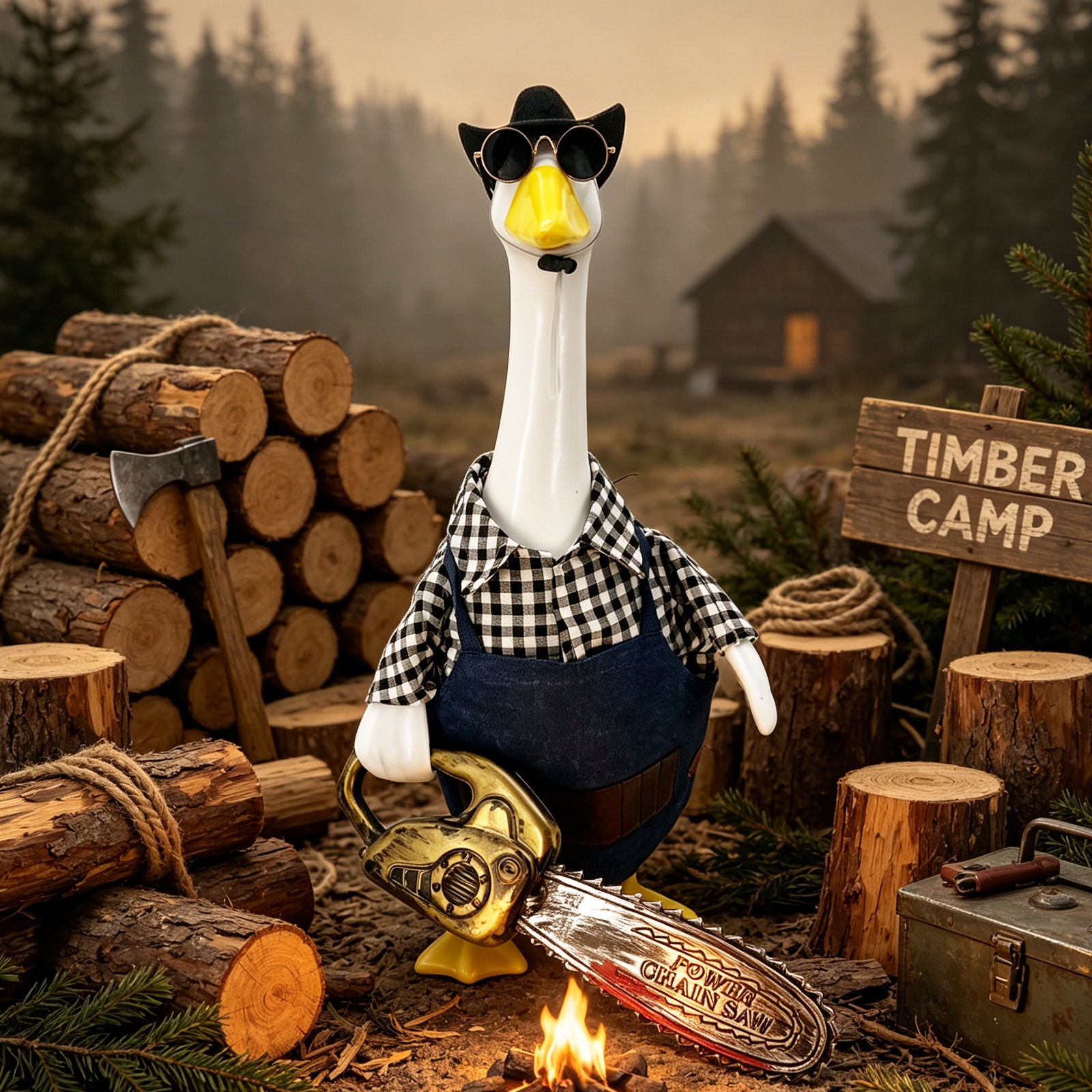 New Lumberjack Costume Outfit for 23 Inch Porch Goose, Outdoor Lawn Goose Statue Decor - Image 5