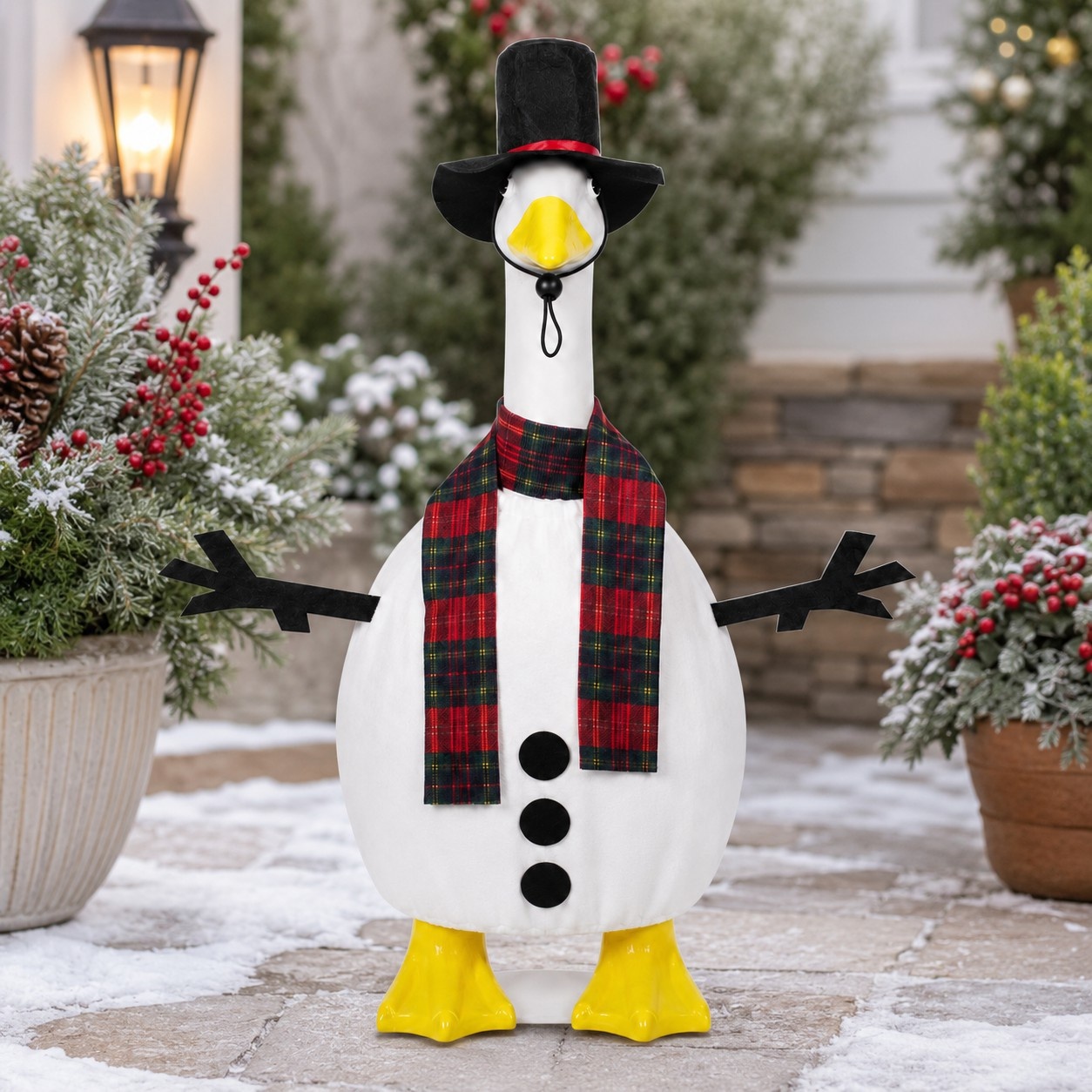 New Christmas Snowman 23 Inch Porch Goose Outfit Set, Holiday Party Decor Costume for Goose Ornament - Image 5