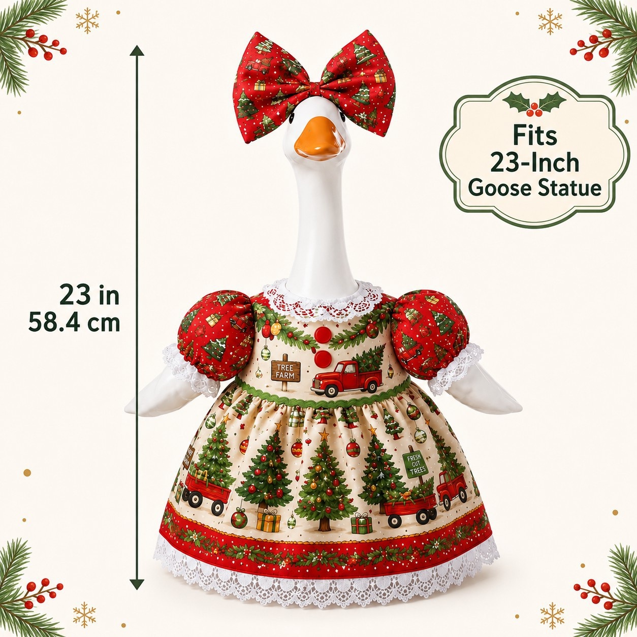 Christmas Porch Goose Costume Set, 23 Inch Goose Statue Outfit for Yard Porch Holiday Decoration - Image 5