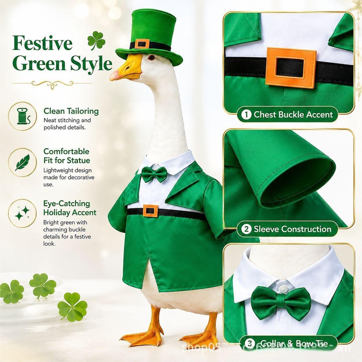 New St Patrick's Day Porch Goose Outfit, 23 Inch Goose Costume for Outdoor Garden Yard Decoration - Image 5