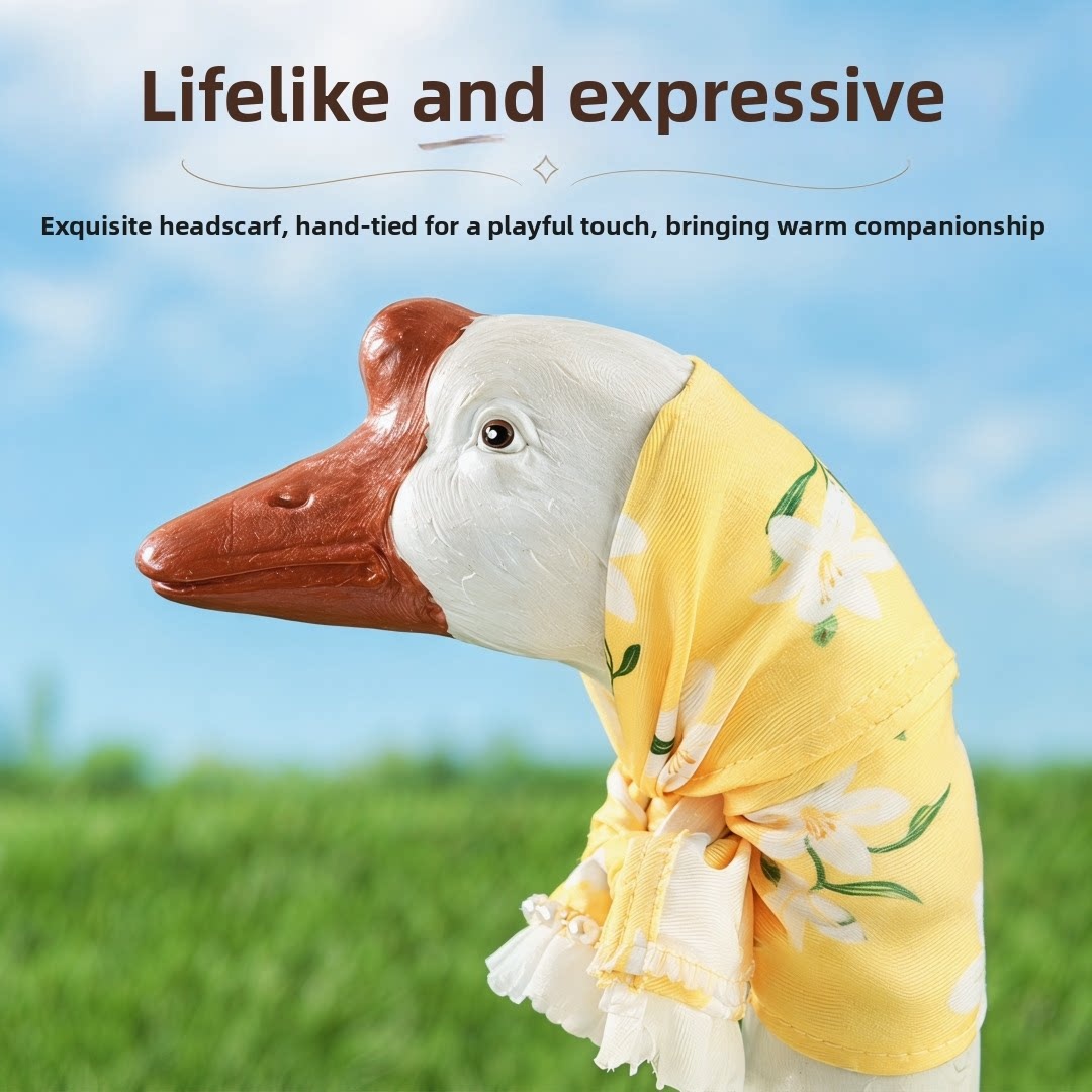 Rural Style Porch Goose Outfit with Straw Hat, Summer Country Costume for 17 & 23 Inch White Goose Decor - Image 5