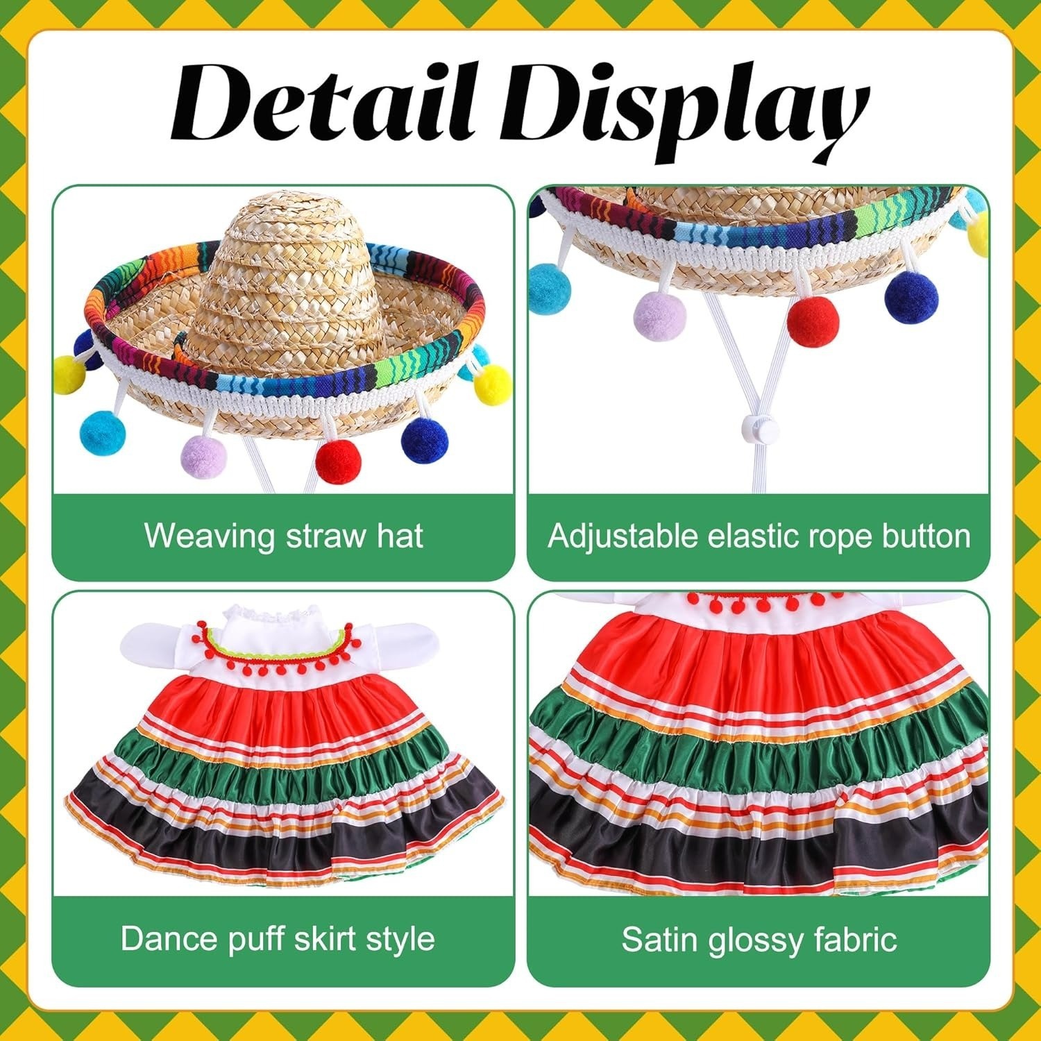 Carnival Festival Dress Costume for 23 Inch Porch Goose, Mexican Fiesta Yard Decoration Outfit - Image 5