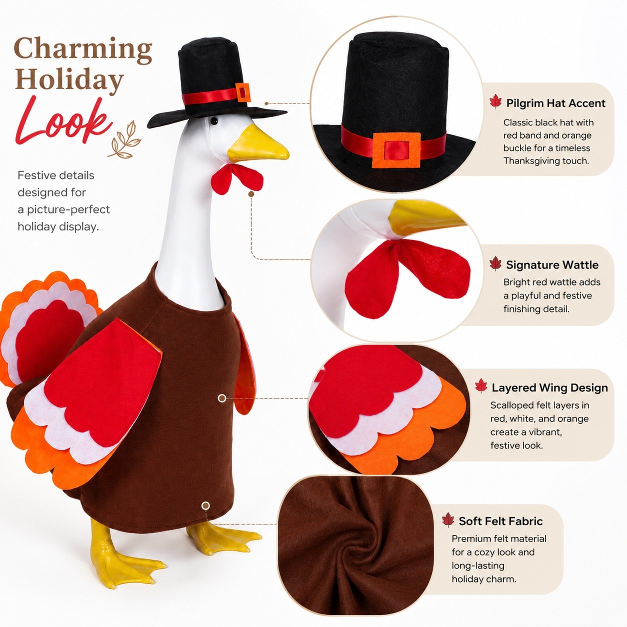 2026 New Thanksgiving Porch Goose Outfit, 23 Inch Goose Costume for Outdoor Yard Lawn Party Decor - Image 4