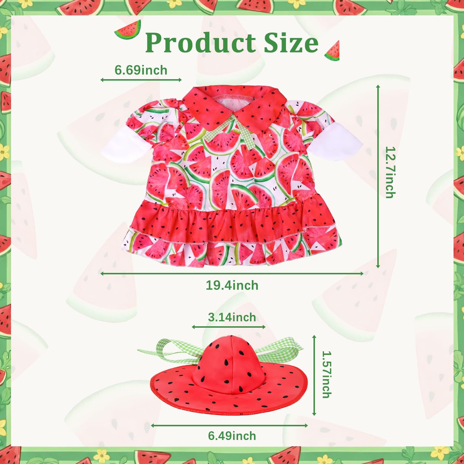 New Summer Watermelon Print Porch Goose Dress, Pastoral-Style Costume for 23 Inch Outdoor Yard Lawn Goose Statue Decor - Image 4