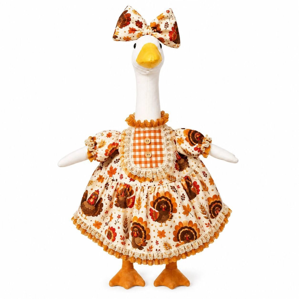 New Harvest Day Pumpkin Porch Goose Dress, 23 Inch Pastoral-Style Costume for Halloween Lawn Yard Decoration - Image 4