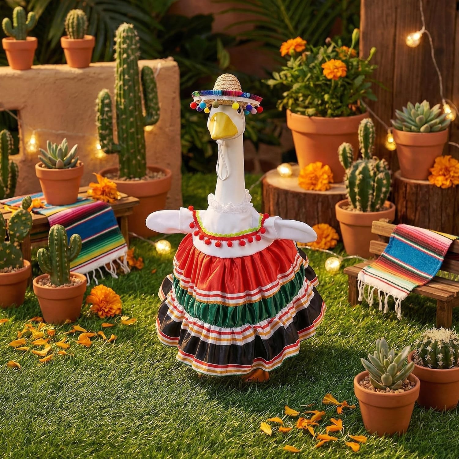 Carnival Festival Dress Costume for 23 Inch Porch Goose, Mexican Fiesta Yard Decoration Outfit - Image 4