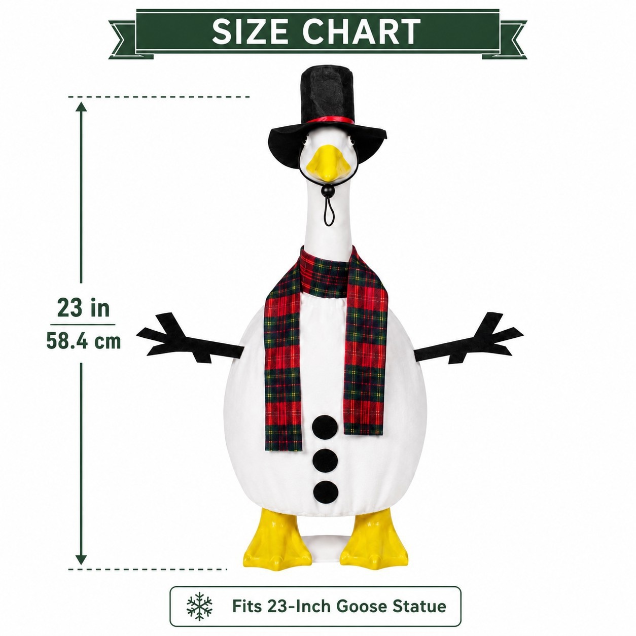 New Christmas Snowman 23 Inch Porch Goose Outfit Set, Holiday Party Decor Costume for Goose Ornament - Image 3