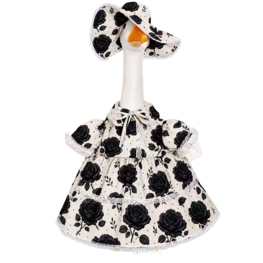 Black Rose Porch Goose Outfit, 23 Inch Goose Costume for Halloween Christmas Garden Lawn Yard Decor - Image 3