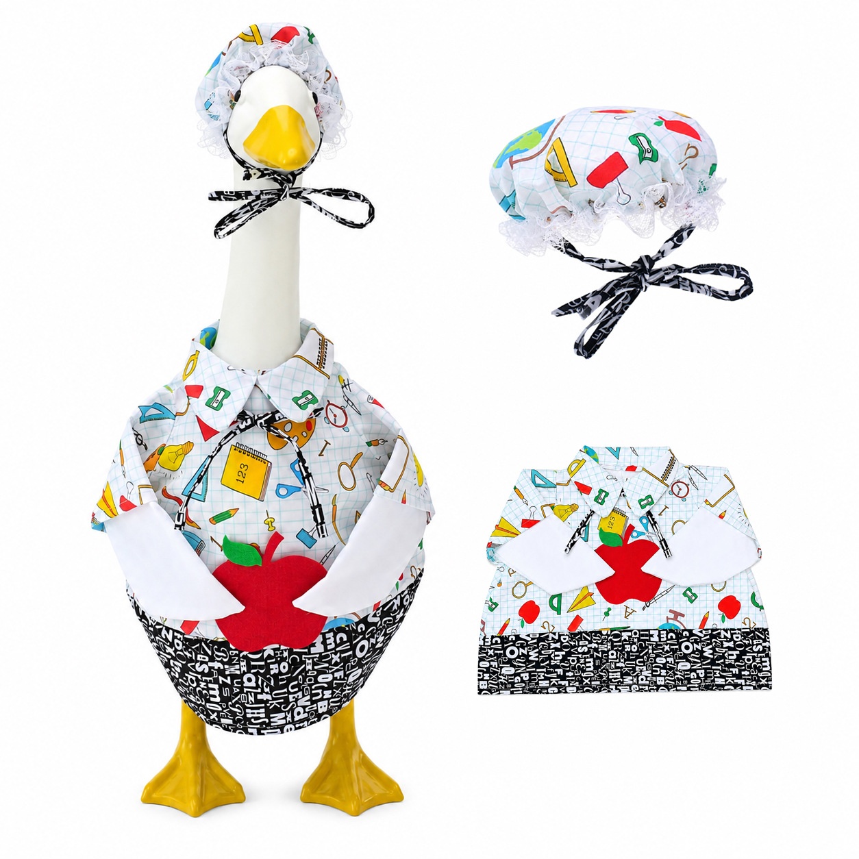 Back-to-School Porch Goose Outfit, Graduation Season Costume for 23 Inch Lawn Goose Statue Yard Party Decor - Image 3